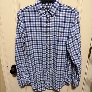 Ralph Lauren Blue and White Plaid Men's Shirt small
